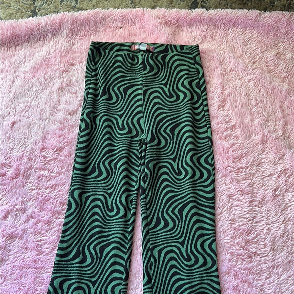Green and Black Patterned Pants